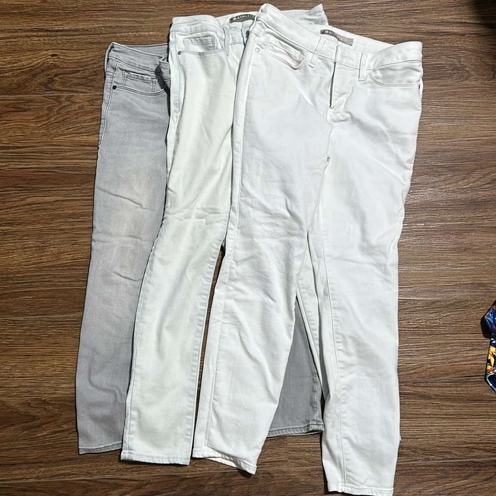Athleta jeans 6 petite white gray skinny cropped sculptek